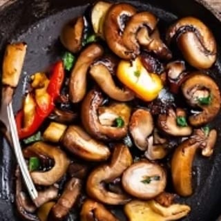 Roasted Wild Mushrooms, Onions and Peppers with Bacon (Dinner)
