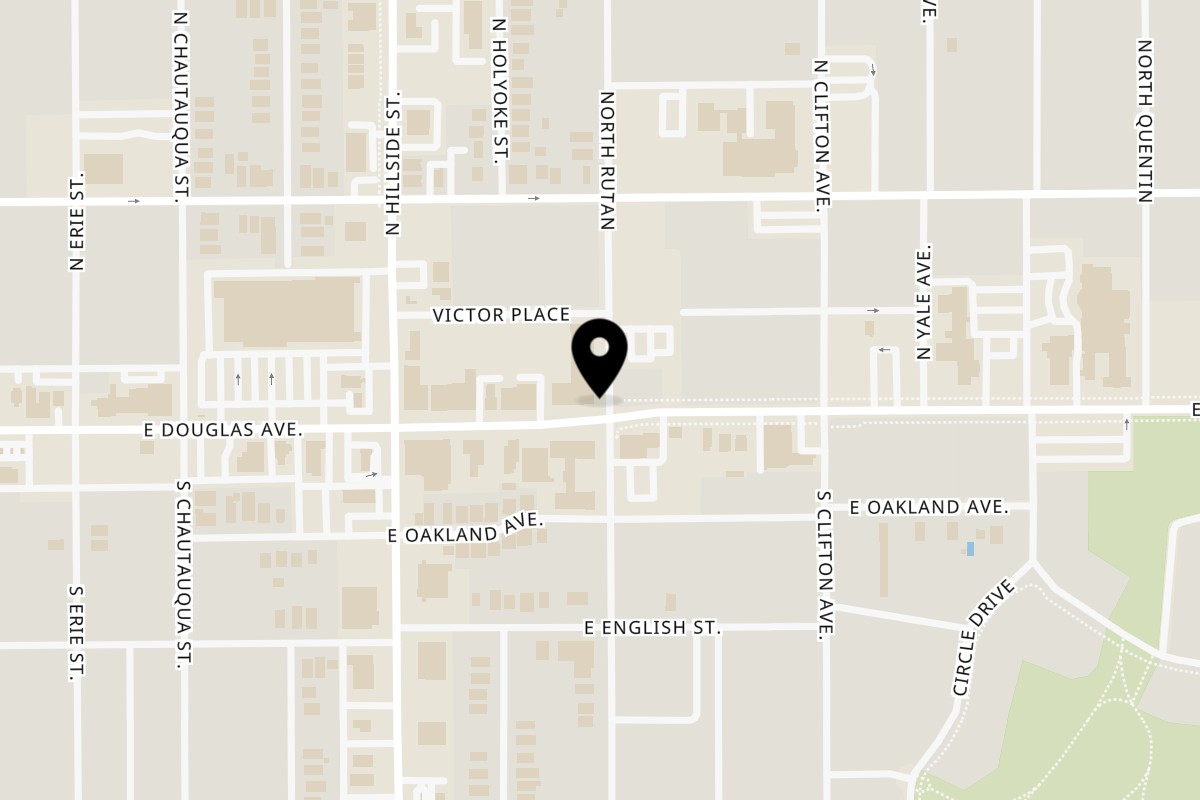 Map showing the location of Vora Restaurant European on 3252 E Douglas Ave in Wichita